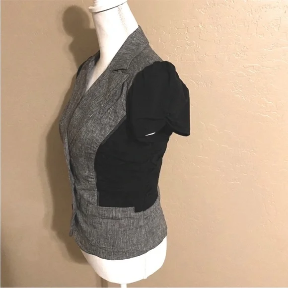 🌸3/$25 Candies Linen Blend Black & Gray Blazer Jacket with Ruching Detail Size M - Picture 13 of 16